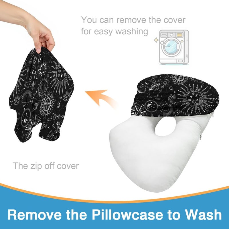 BVOKQUC Ear Piercing Pillow for Side Sleepers with Washable Cover Pillows with Holes for Ear Pain,Donut Pillow for Adults CNH Ear Pain Relief Pressure Sores Ear Pillow with Hole in Center - Image 2